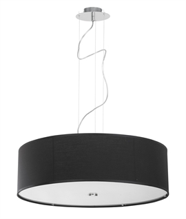 Modern Black Fabric Pendant with Frosted Glass Diffuser